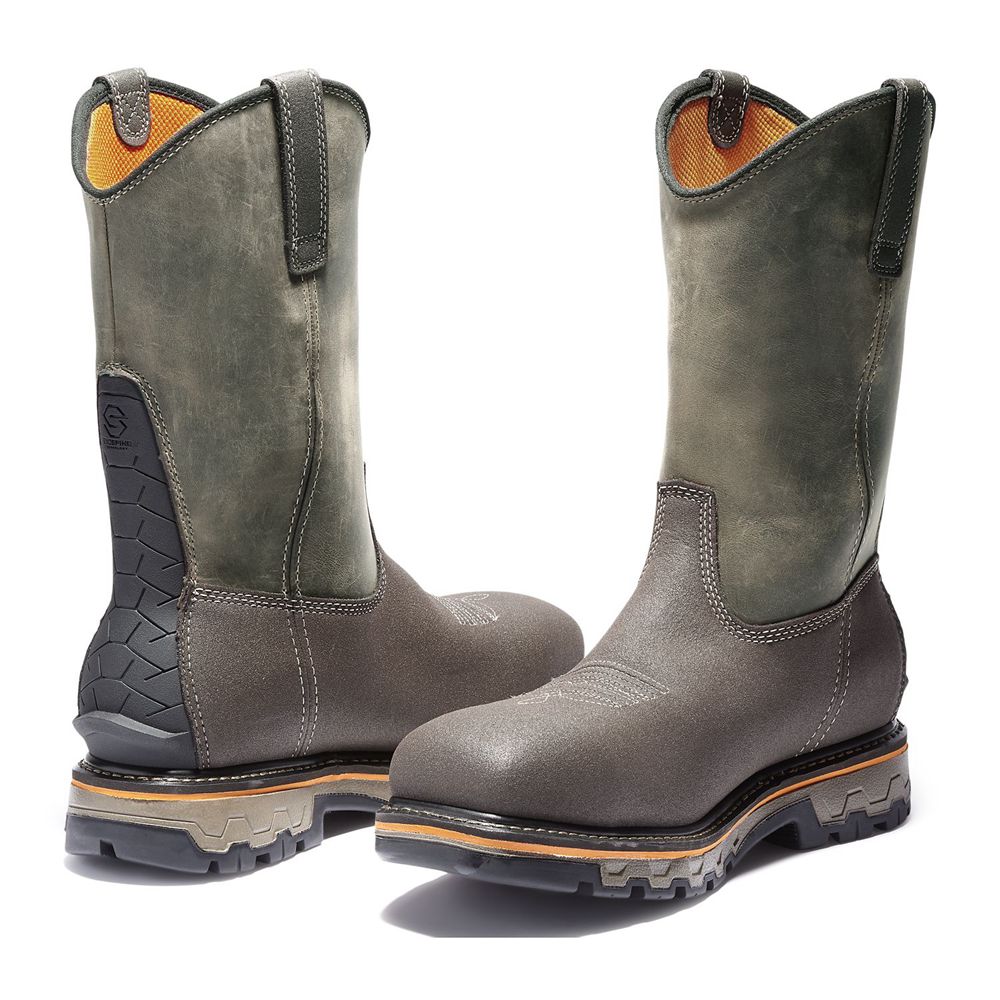 Bocanci Pro Timberland Barbati Masline Verzi/Maro - True Grit Waterproof Composite-Toe Pull-On - Rom